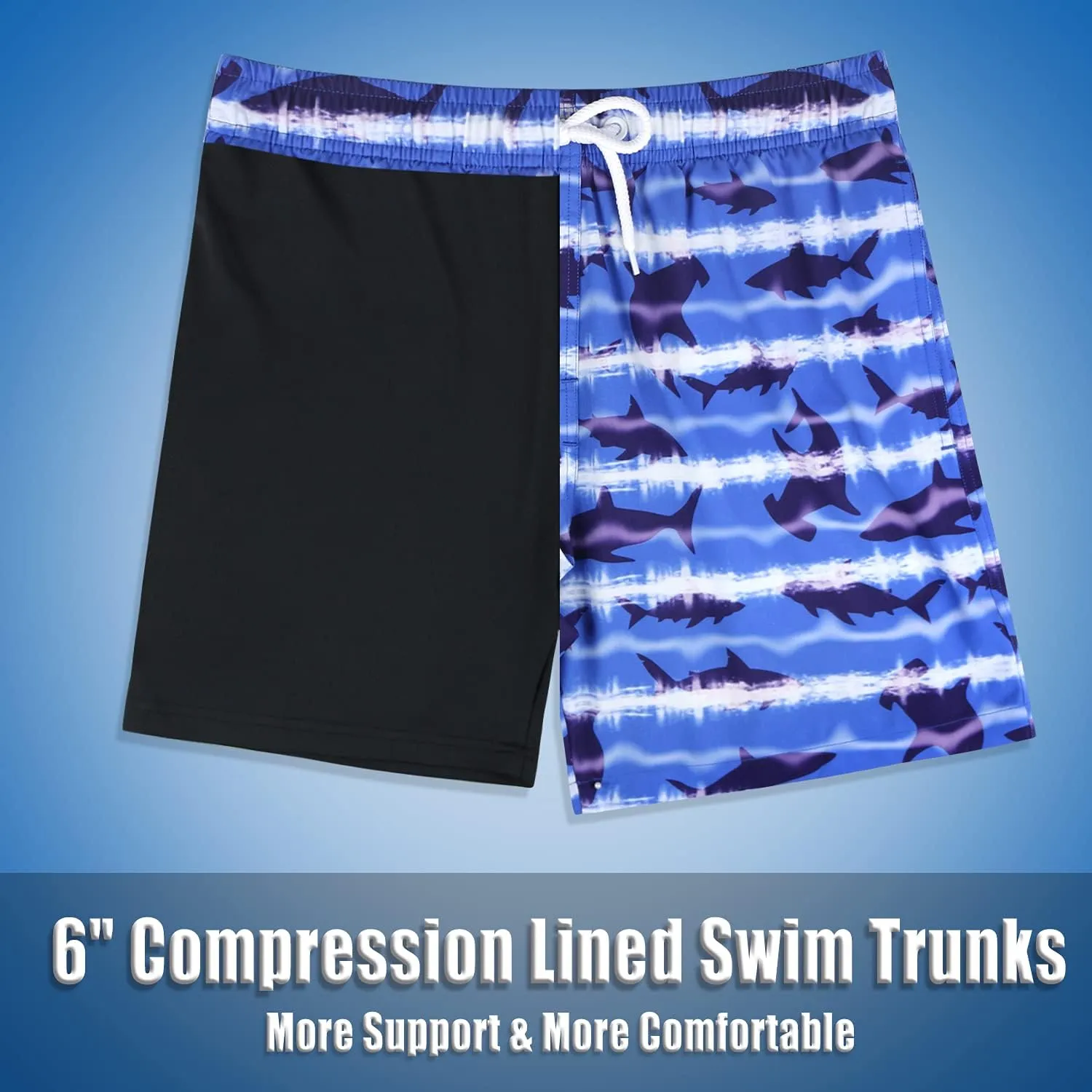 LUCOWEE Boys Swim Trunks with Compression Liner Comfortable Anti-Chafe Swimming Shorts Stretchy UPF Quick Dry Size 3T-20
