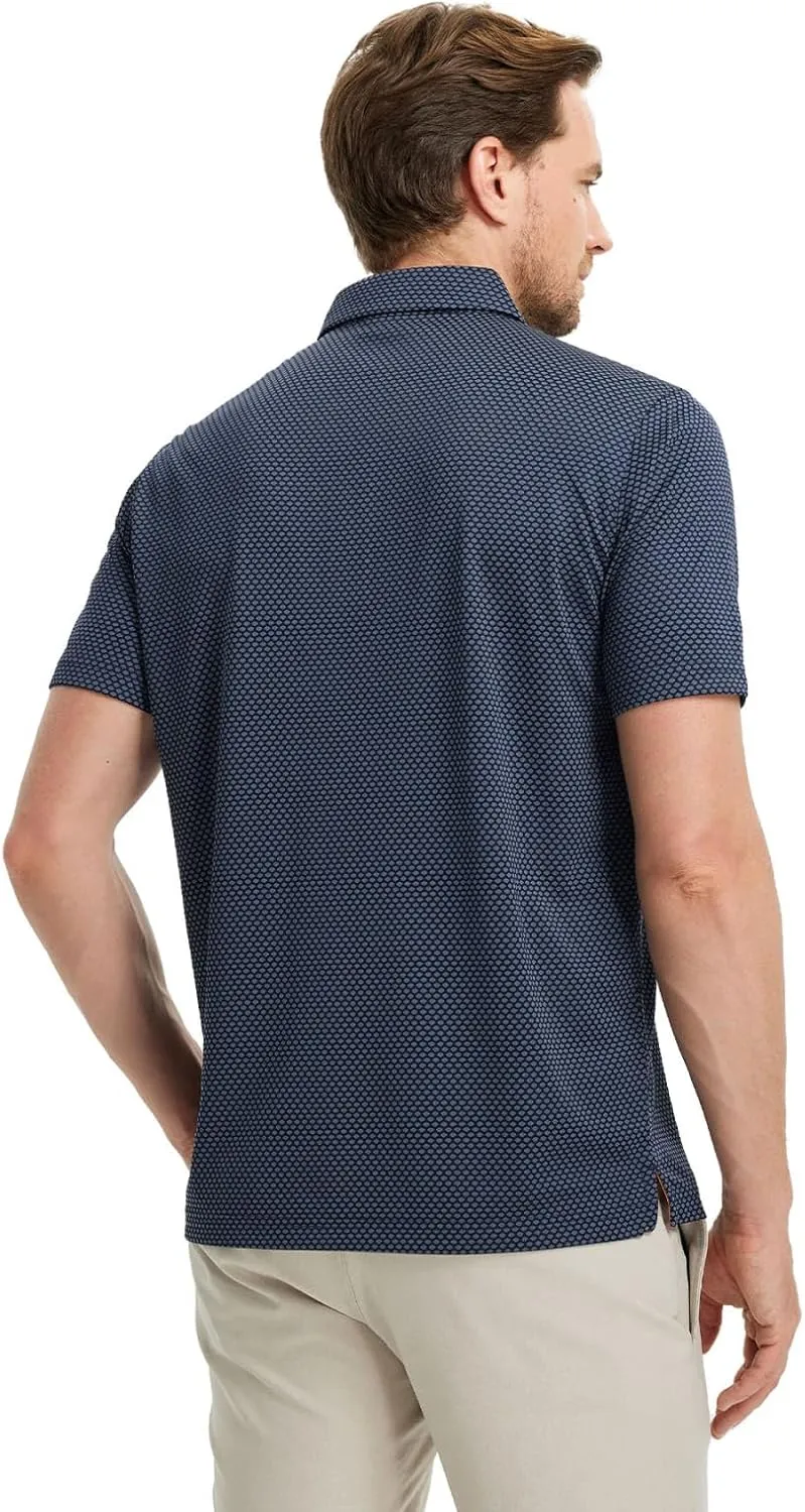 M MAELREG Golf Shirts for Men Moisture Wicking Jacquard Breathable Performance Dry Fit Collared Mens Polo Shirts Short Sleeve