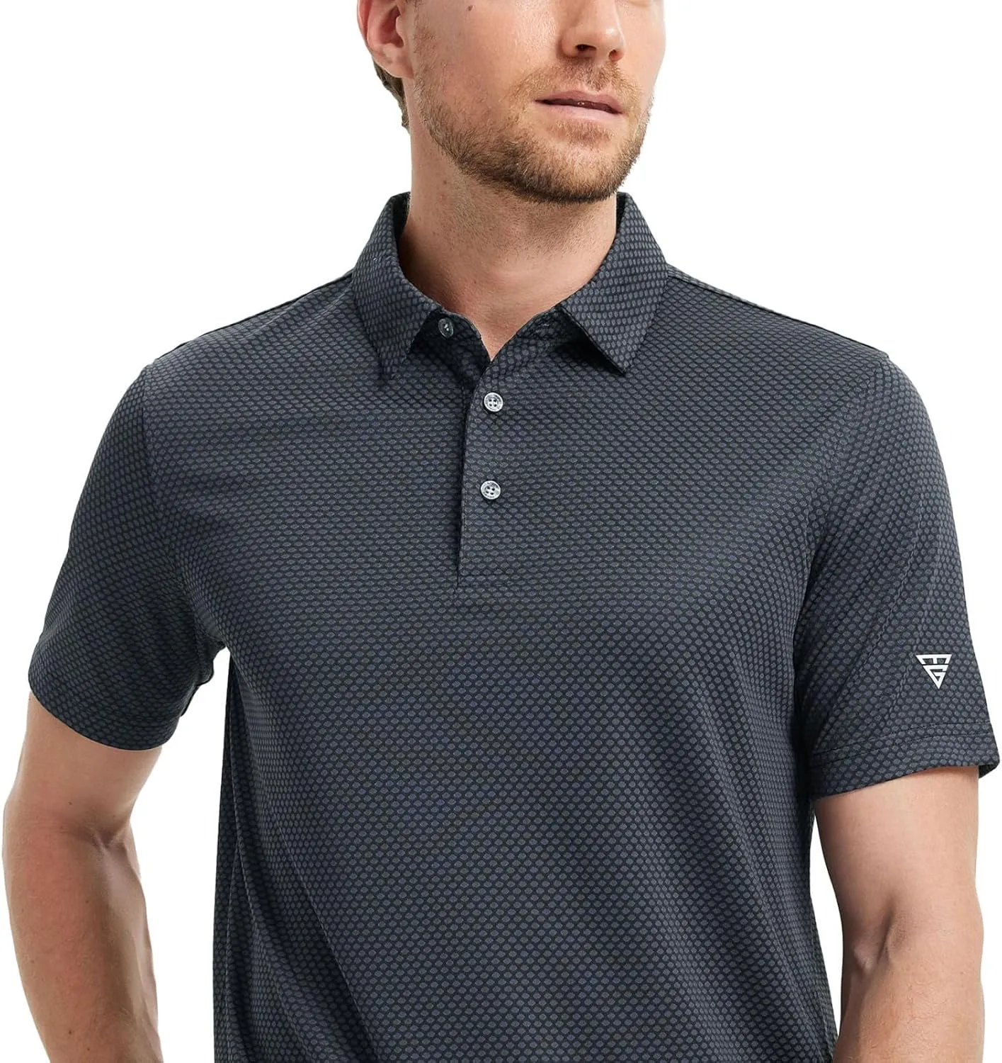 M MAELREG Golf Shirts for Men Moisture Wicking Jacquard Breathable Performance Dry Fit Collared Mens Polo Shirts Short Sleeve