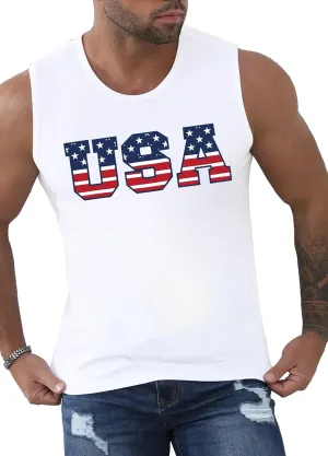 MAIHUN American Flag Tank Tops for Men 4th of July Shirts Patriotic Sleeveless Muscle Tees