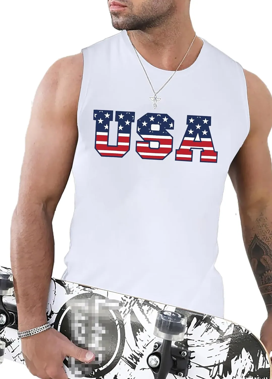 MAIHUN American Flag Tank Tops for Men 4th of July Shirts Patriotic Sleeveless Muscle Tees