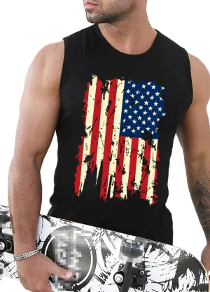 MAIHUN American Flag Tank Tops for Men 4th of July Shirts Patriotic Sleeveless Muscle Tees
