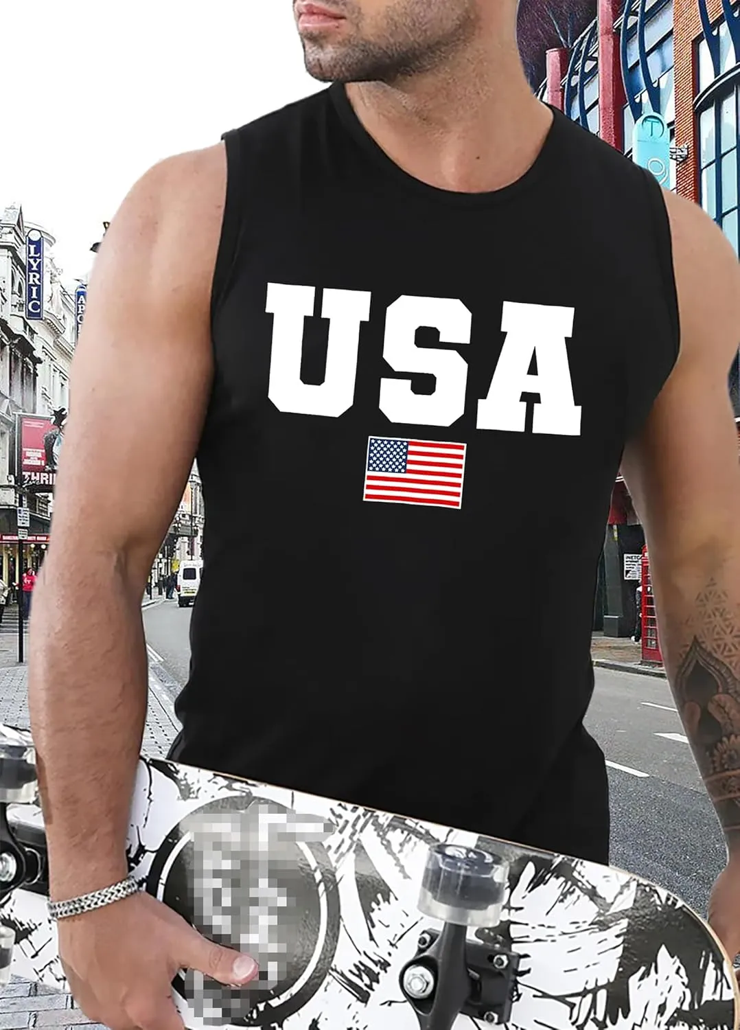 MAIHUN American Flag Tank Tops for Men 4th of July Shirts Patriotic Sleeveless Muscle Tees