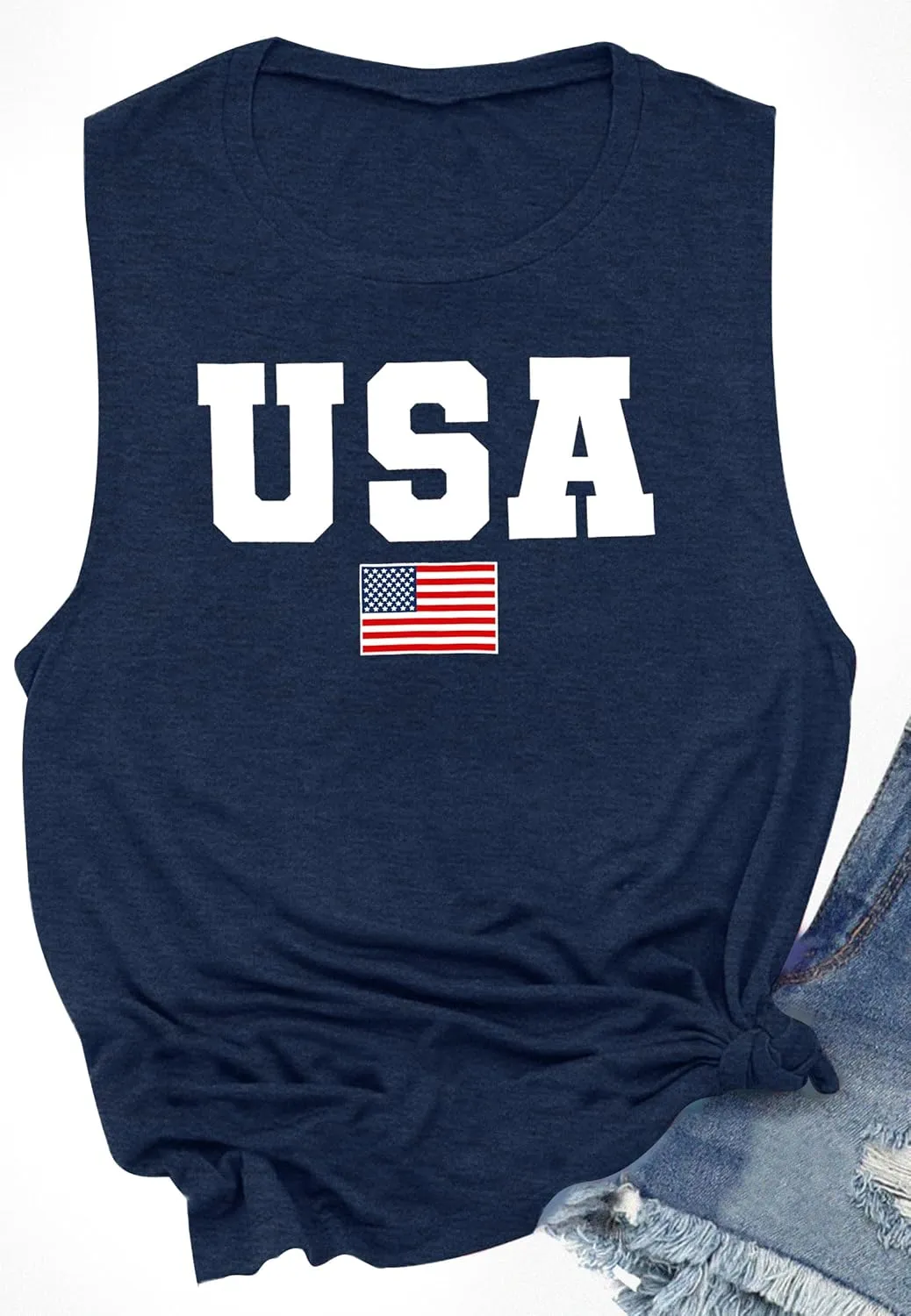 MAIHUN American Flag Tank Tops for Men 4th of July Shirts Patriotic Sleeveless Muscle Tees