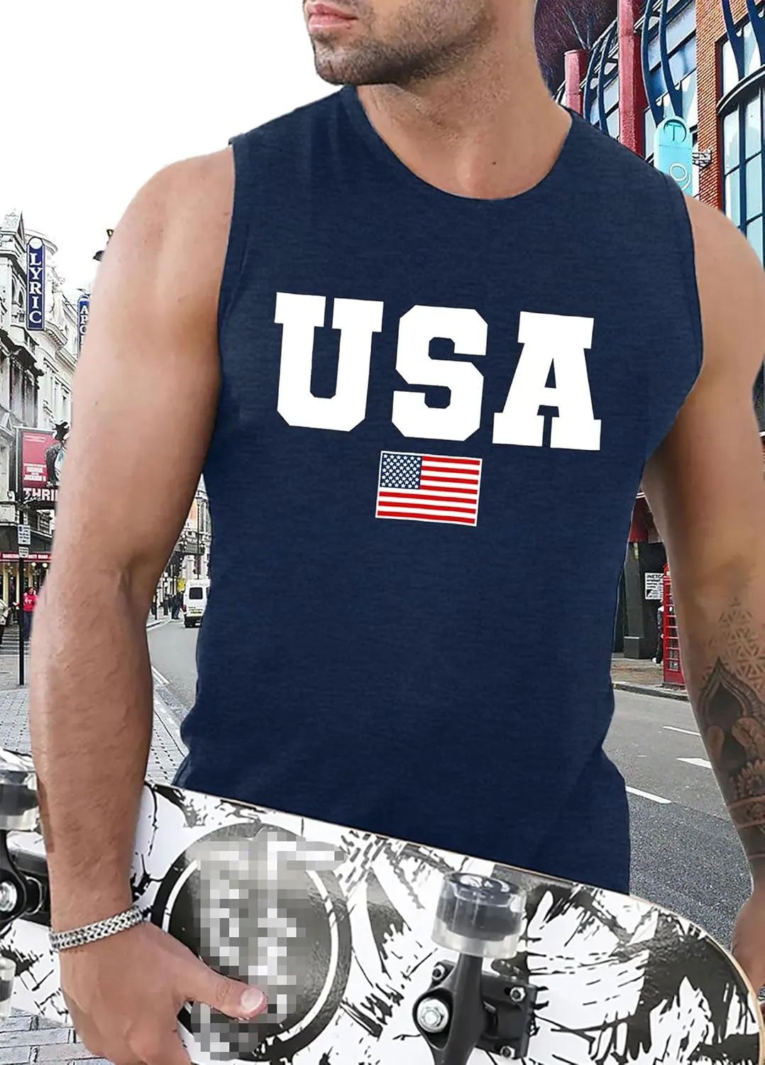MAIHUN American Flag Tank Tops for Men 4th of July Shirts Patriotic Sleeveless Muscle Tees