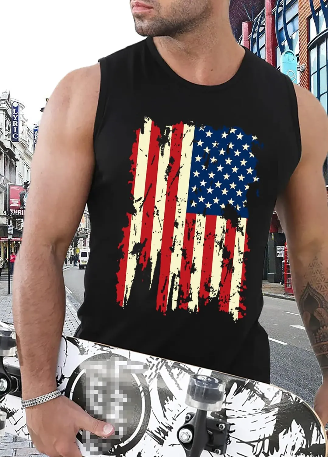 MAIHUN American Flag Tank Tops for Men 4th of July Shirts Patriotic Sleeveless Muscle Tees