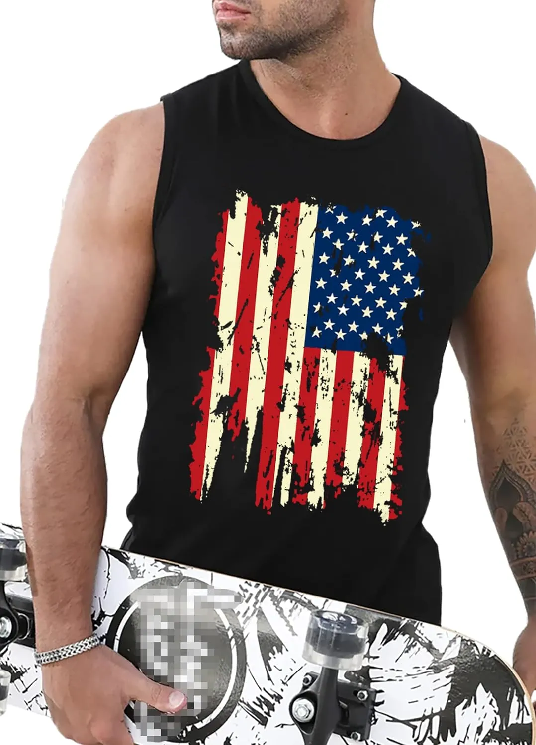 MAIHUN American Flag Tank Tops for Men 4th of July Shirts Patriotic Sleeveless Muscle Tees
