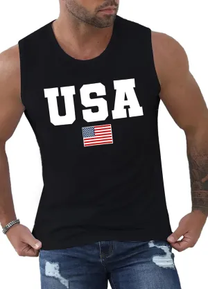 MAIHUN American Flag Tank Tops for Men 4th of July Shirts Patriotic Sleeveless Muscle Tees