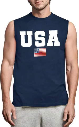 MAIHUN American Flag Tank Tops for Men 4th of July Shirts Patriotic Sleeveless Muscle Tees