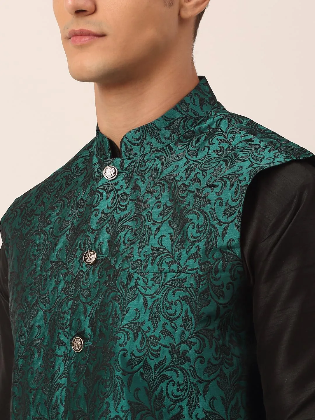 Maple Clothing Men's Nehru Jacket Brocade Indian Traditional Waistcoat Wedding Guest Outfit Vest