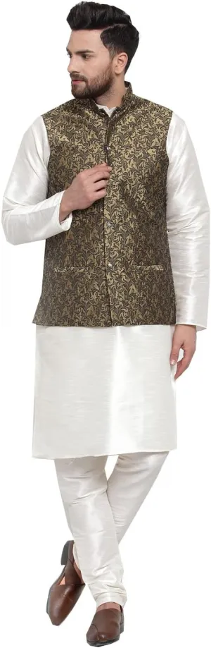 Maple Clothing Men's Nehru Jacket Brocade Indian Traditional Waistcoat Wedding Guest Outfit Vest