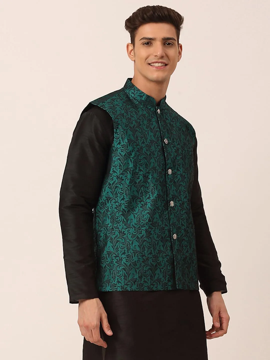 Maple Clothing Men's Nehru Jacket Brocade Indian Traditional Waistcoat Wedding Guest Outfit Vest
