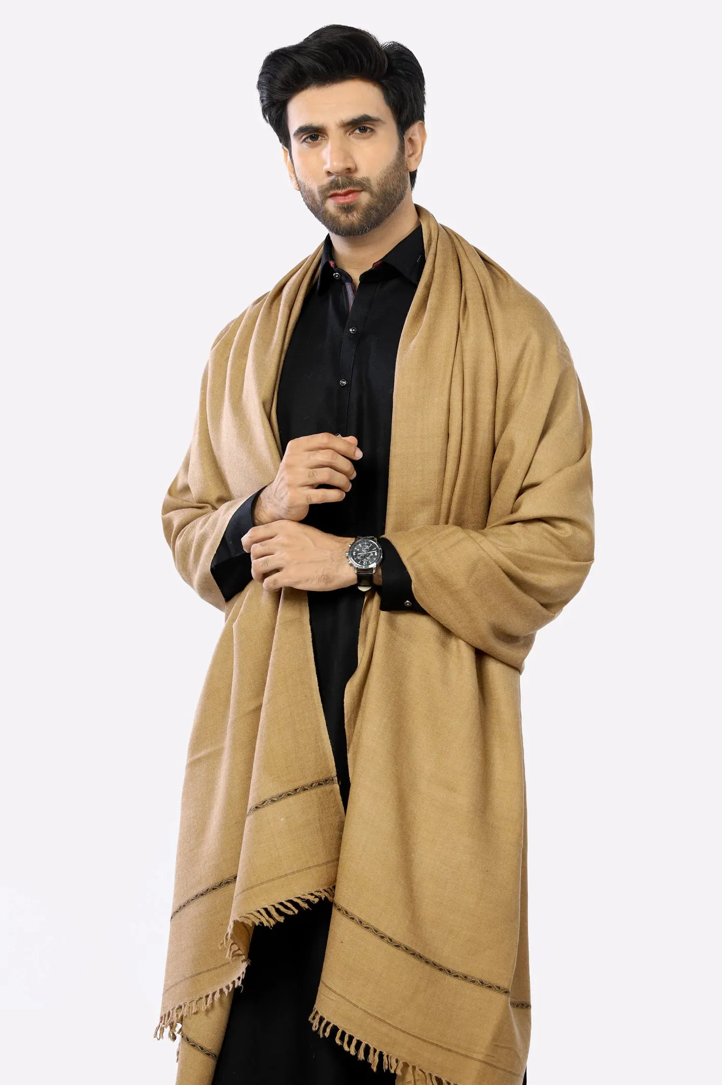 Men Camel Woolen Shawl