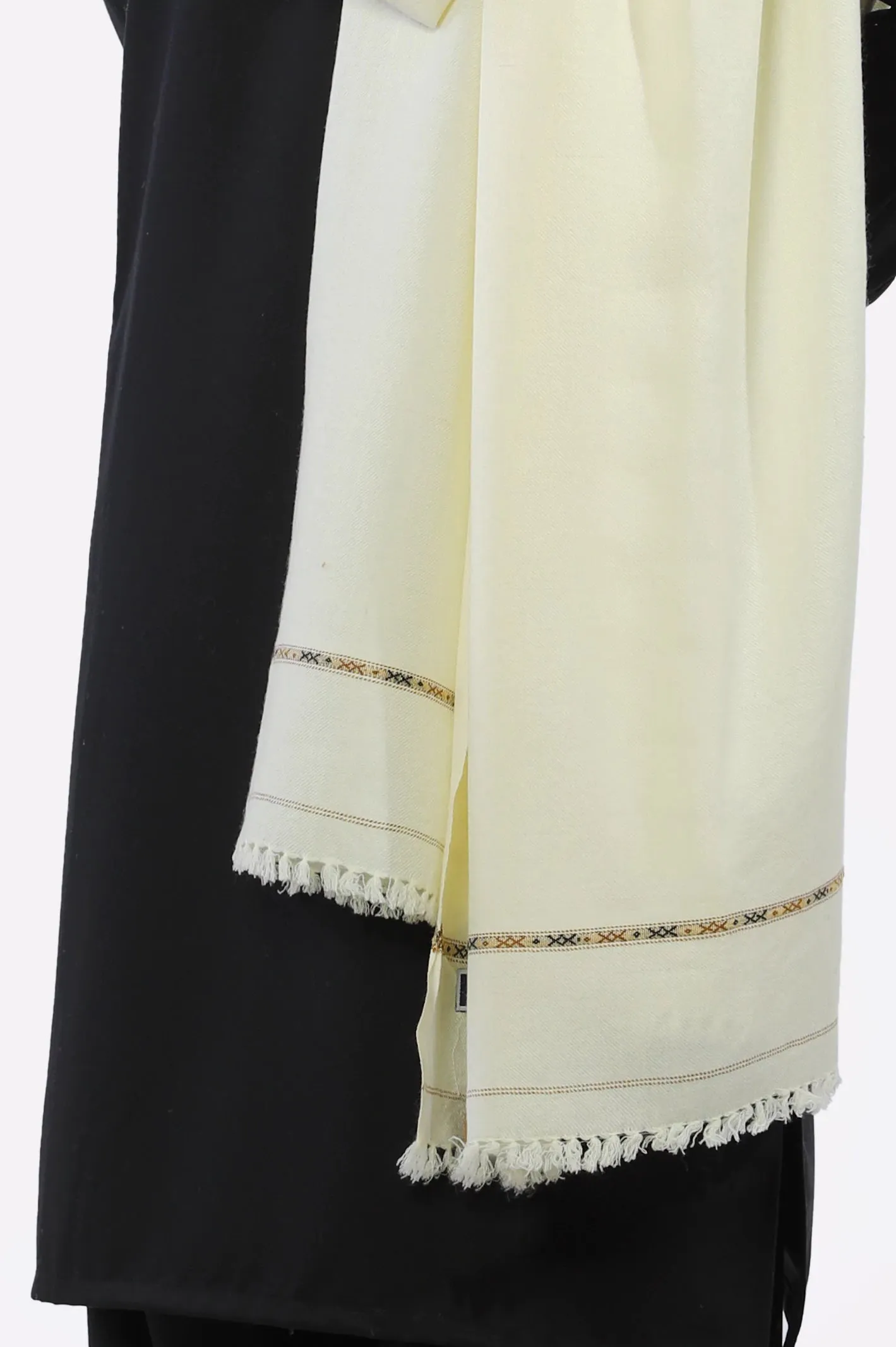 Men Cream Woolen Shawl