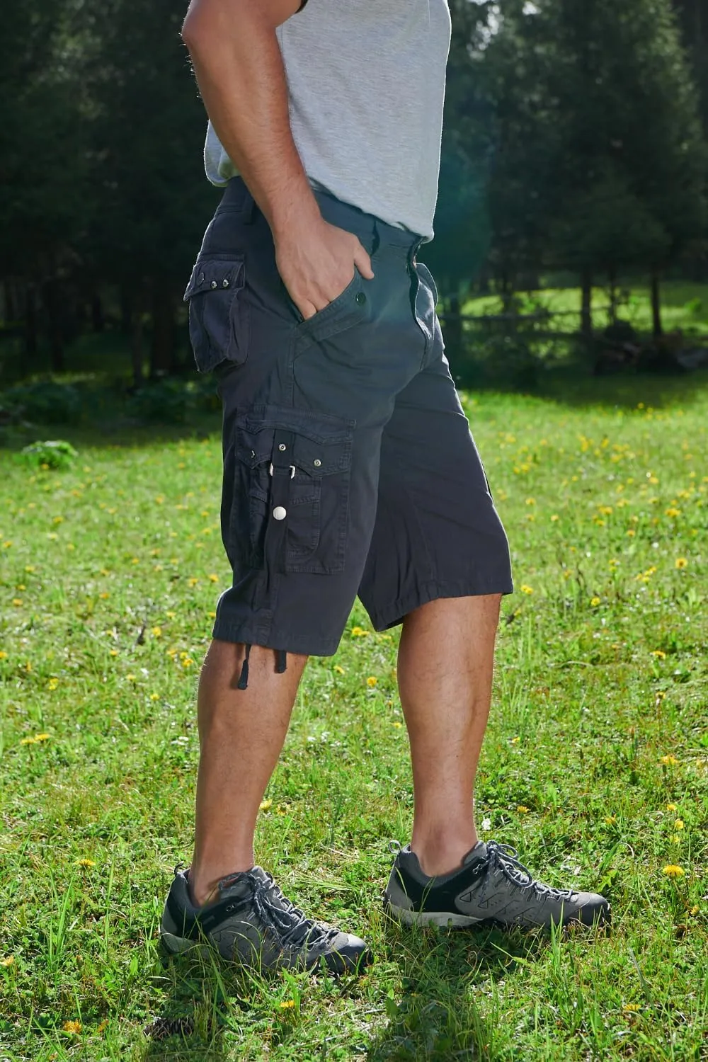 Mens Cargo Shorts Casual Shorts Hiking Shorts Below Knee Relaxed Fit Multi Pockets Running Joggers Outdoor Mens Shorts