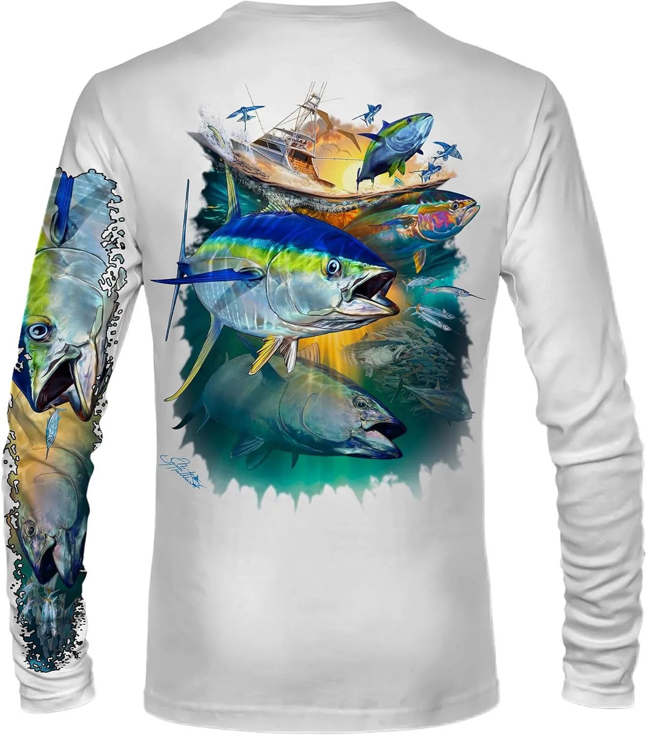 Mens Fishermens Tuna Slam Comfortable Fishing Shirt-UPF 50  Xtreme-Tek Interlocking Fabric, Quick-Dry, Ideal for Anglers