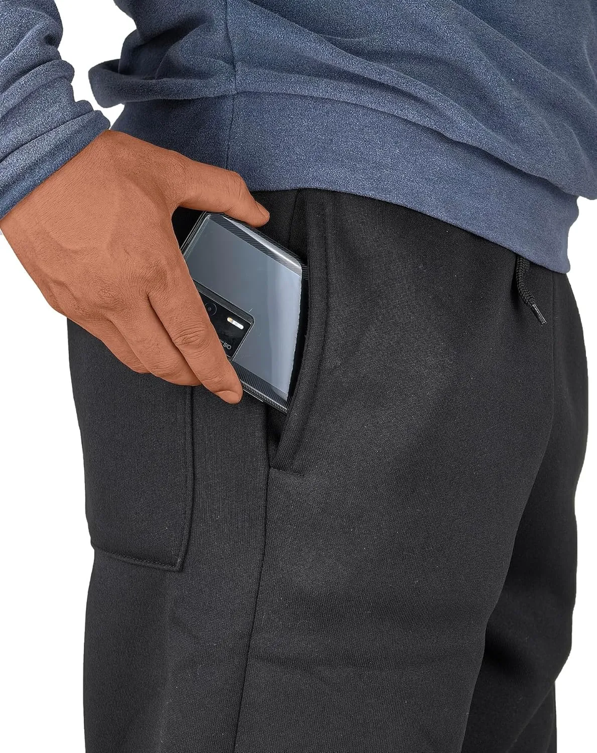 Mens Fleece Athletic Sweatpants Workout Relaxed Fit Elastic Waist Open Bottom Sweat Pants with Pockets Drawstring