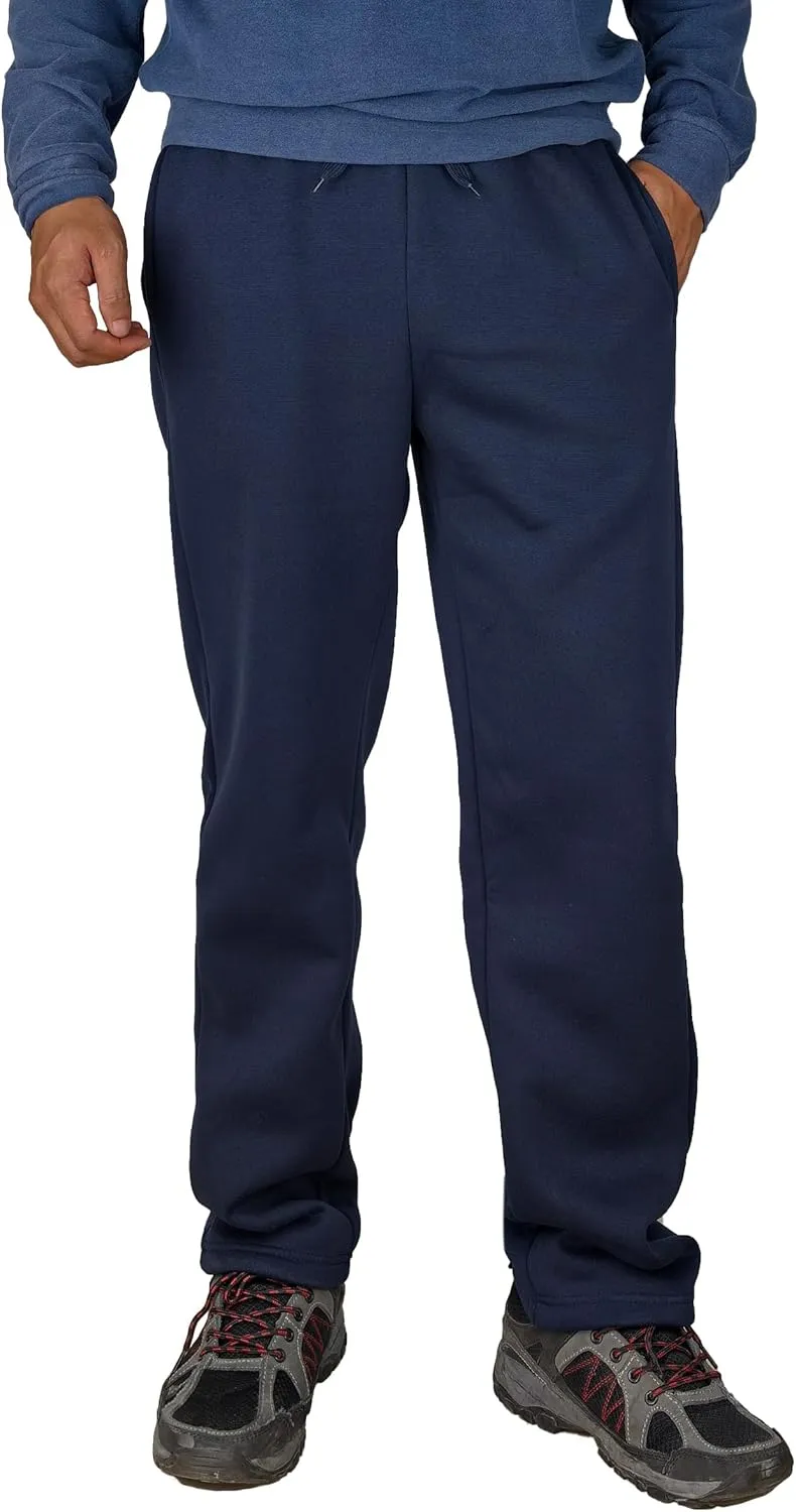 Mens Fleece Athletic Sweatpants Workout Relaxed Fit Elastic Waist Open Bottom Sweat Pants with Pockets Drawstring