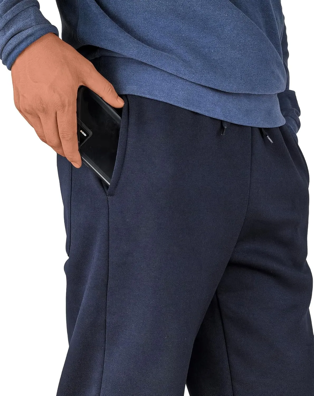 Mens Fleece Athletic Sweatpants Workout Relaxed Fit Elastic Waist Open Bottom Sweat Pants with Pockets Drawstring