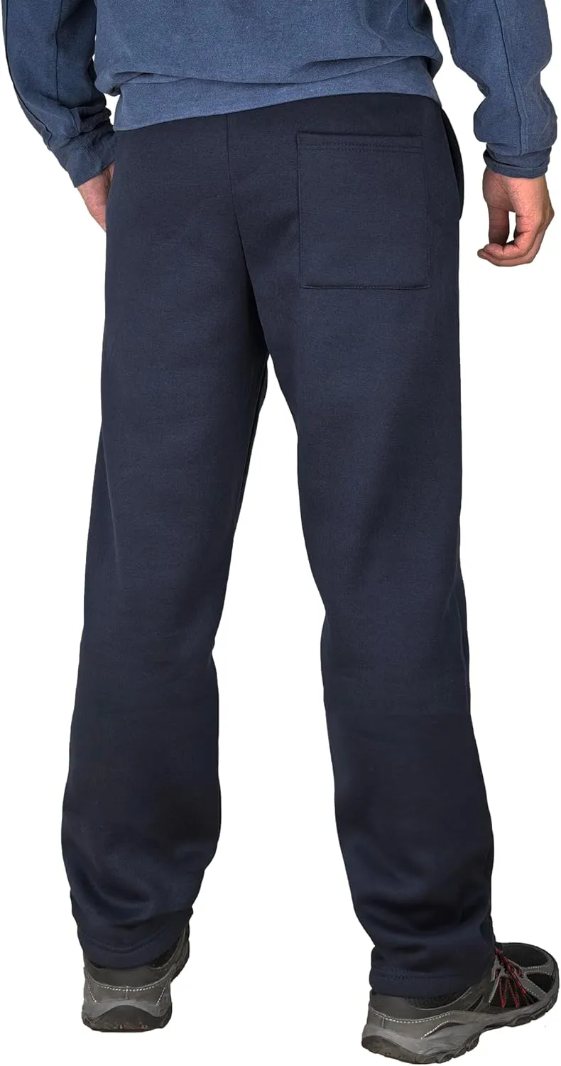 Mens Fleece Athletic Sweatpants Workout Relaxed Fit Elastic Waist Open Bottom Sweat Pants with Pockets Drawstring