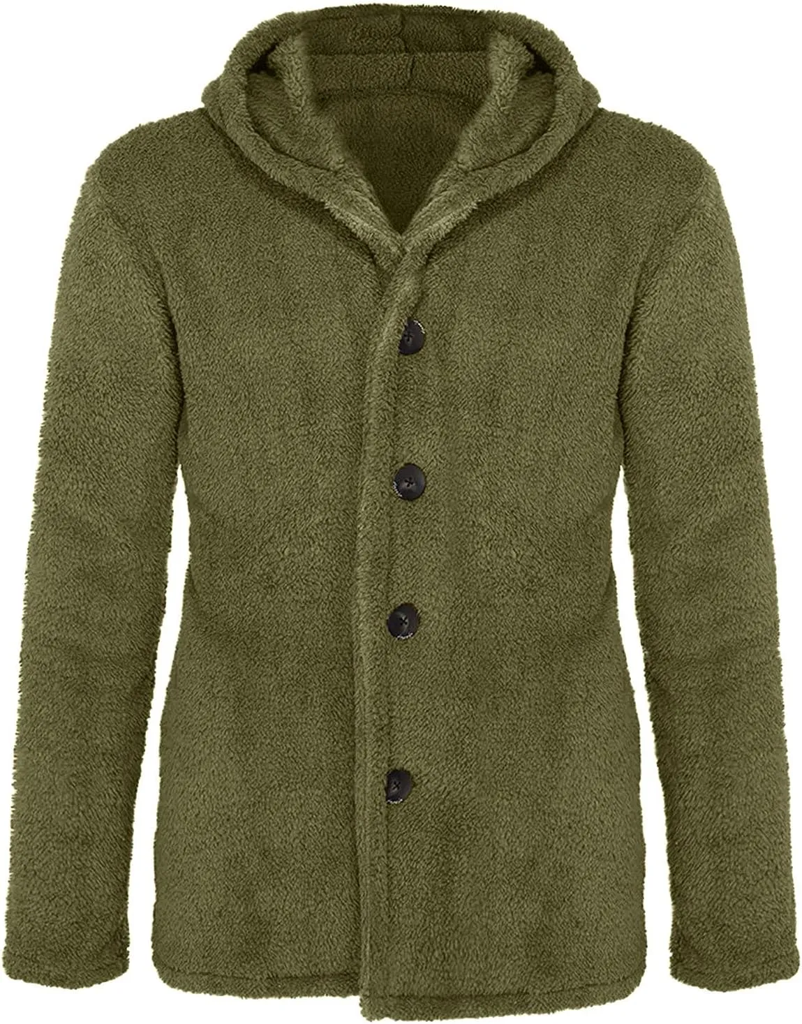 Mens Fluffy Fuzzy Jacket,Plush Fleece Casual Winter Fall Button Up Cardigan Coat Soft Sherpa Outerwear