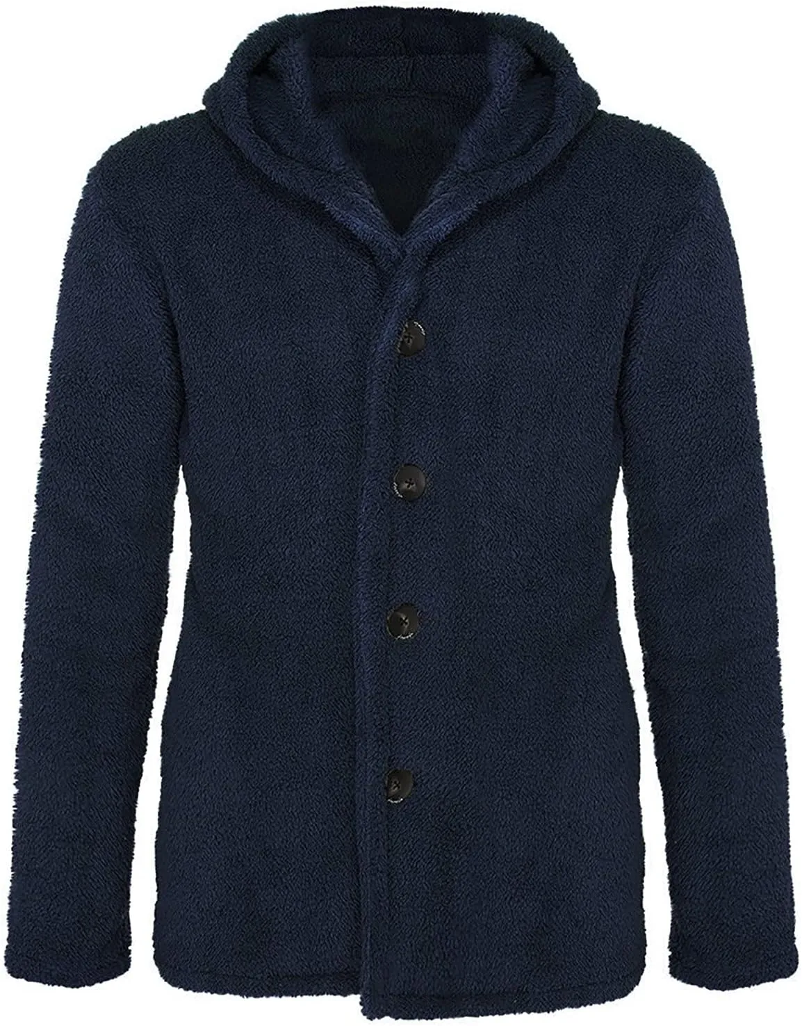 Mens Fluffy Fuzzy Jacket,Plush Fleece Casual Winter Fall Button Up Cardigan Coat Soft Sherpa Outerwear