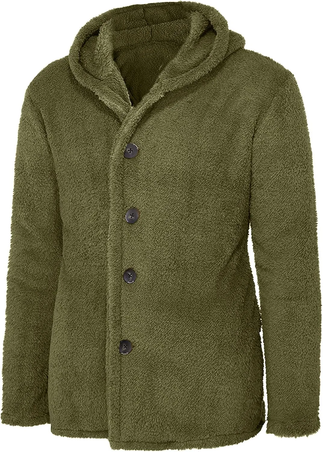 Mens Fluffy Fuzzy Jacket,Plush Fleece Casual Winter Fall Button Up Cardigan Coat Soft Sherpa Outerwear