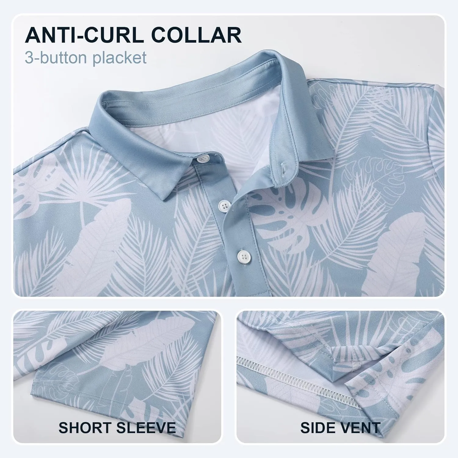 Men's Golf Shirts-Moisture Wicking Dry Fit Performance Recycled Polo Short Sleeve for Bussiness Casual Tennis