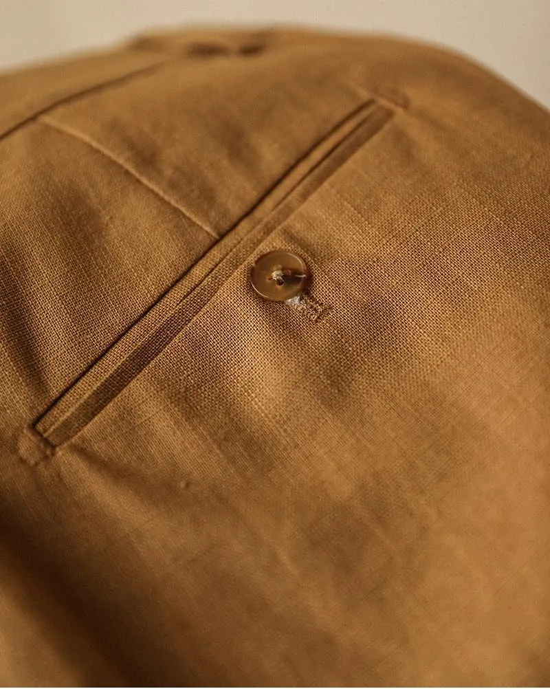 Men's Linen Dress Pants Vintage Relaxed Fit Straight Legs Linen Blend Elastic Waist Pants
