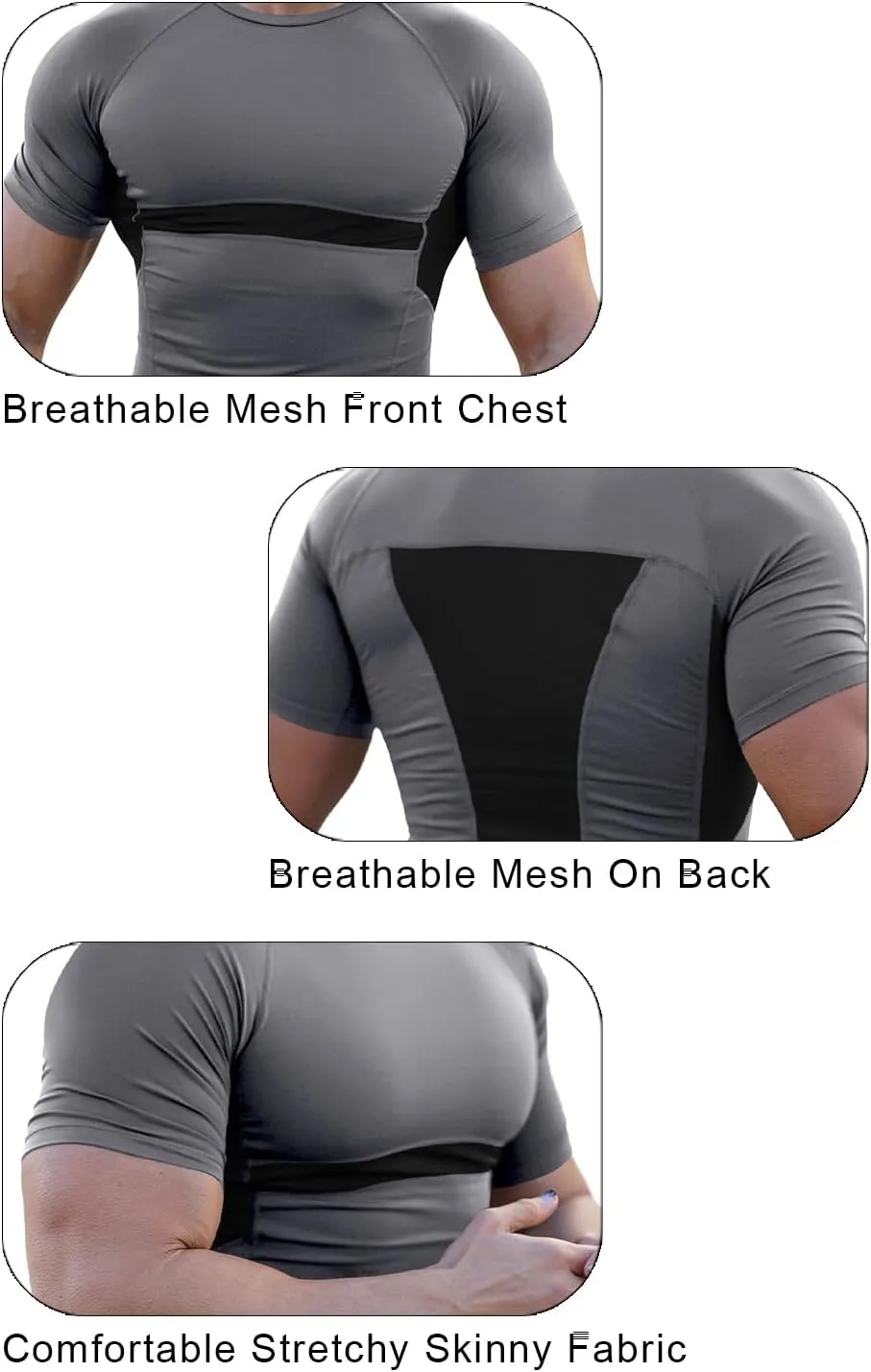 Men's Muscle Fit Tech Tees - Moisture-Wicking, Compression, Breathable Mesh
