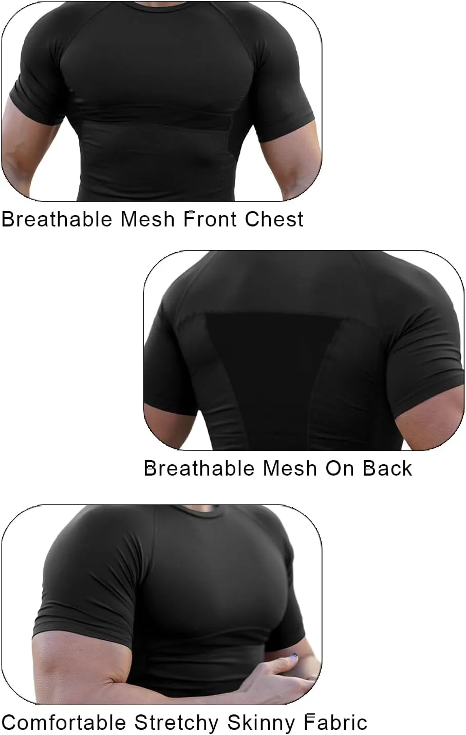 Men's Muscle Fit Tech Tees - Moisture-Wicking, Compression, Breathable Mesh