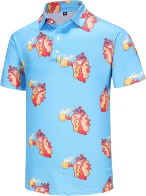 Mens Polo Shirts Funny Golf Shirt for Men Short Sleeve Performance Moisture Wicking Dry Fit Golf Polo Shirts for Men