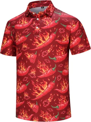 Mens Polo Shirts Funny Golf Shirt for Men Short Sleeve Performance Moisture Wicking Dry Fit Golf Polo Shirts for Men