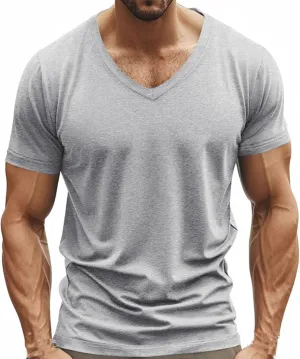 Mens Quick Dry V Neck T-Shirts Gym Workout Sport Breathable Soft Comfy Tees Short Sleeve Running Athletic Casual Top