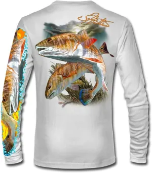 Mens Redfish Comfortable Fishing Shirt-UPF 50  Xtreme-Tek Interlocking Fabric, Quick-Dry, Ideal for Anglers (JM012)