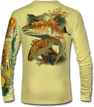 Mens Redfish Comfortable Fishing Shirt-UPF 50  Xtreme-Tek Interlocking Fabric, Quick-Dry, Ideal for Anglers (JM012)