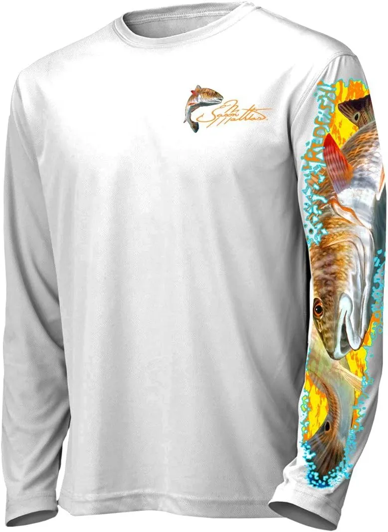 Mens Redfish Comfortable Fishing Shirt-UPF 50  Xtreme-Tek Interlocking Fabric, Quick-Dry, Ideal for Anglers (JM012)