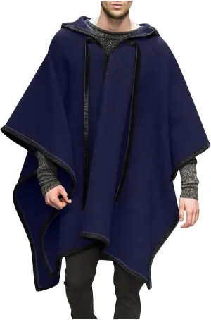 Men's Steampunk Gothic Hooded Fashion Poncho Comfortable Home Clothes House Coat Men Wool Alpaca Poncho Hooded