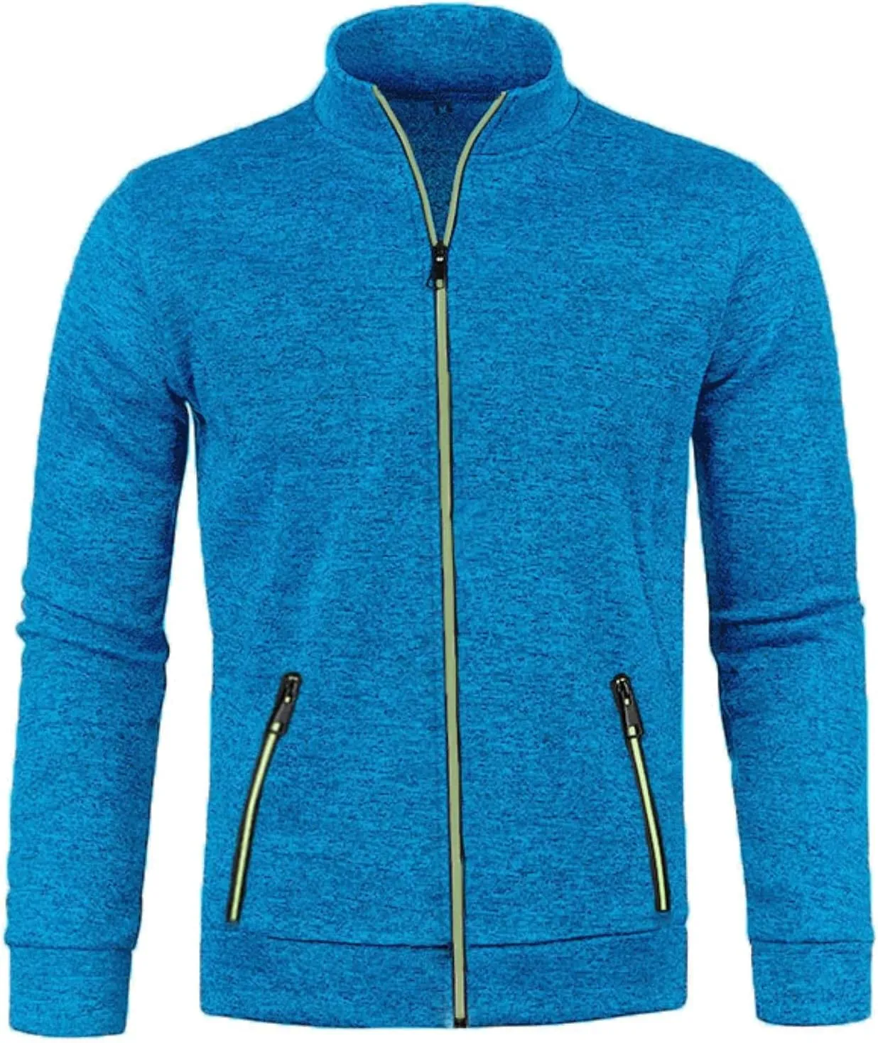Men's Sweaters Fleece Full Zip Jacket Lightweight Mock Neck Jackets Soft Warm Windproof Casual Coats with Zipper Pockets