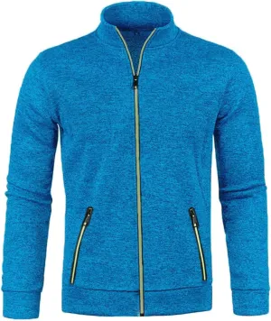 Men's Sweaters Fleece Full Zip Jacket Lightweight Mock Neck Jackets Soft Warm Windproof Casual Coats with Zipper Pockets