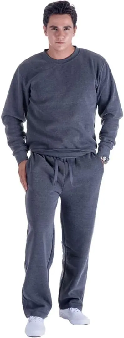 Mens Sweatpants Open Bottom, Basic Long Baggy Sweatpants for Athletic Running, Wide Leg Sweatpants Comfortable