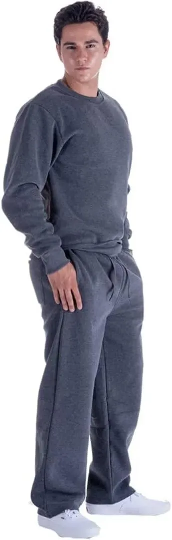 Mens Sweatpants Open Bottom, Basic Long Baggy Sweatpants for Athletic Running, Wide Leg Sweatpants Comfortable