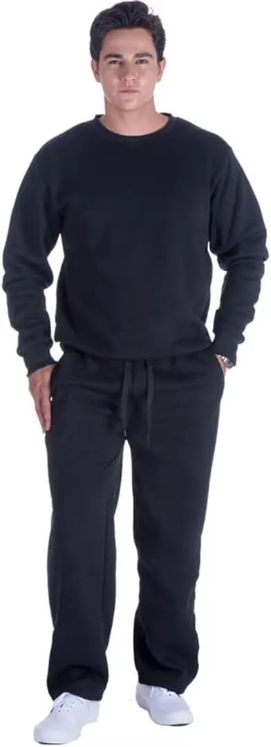 Mens Sweatpants Open Bottom, Basic Long Baggy Sweatpants for Athletic Running, Wide Leg Sweatpants Comfortable