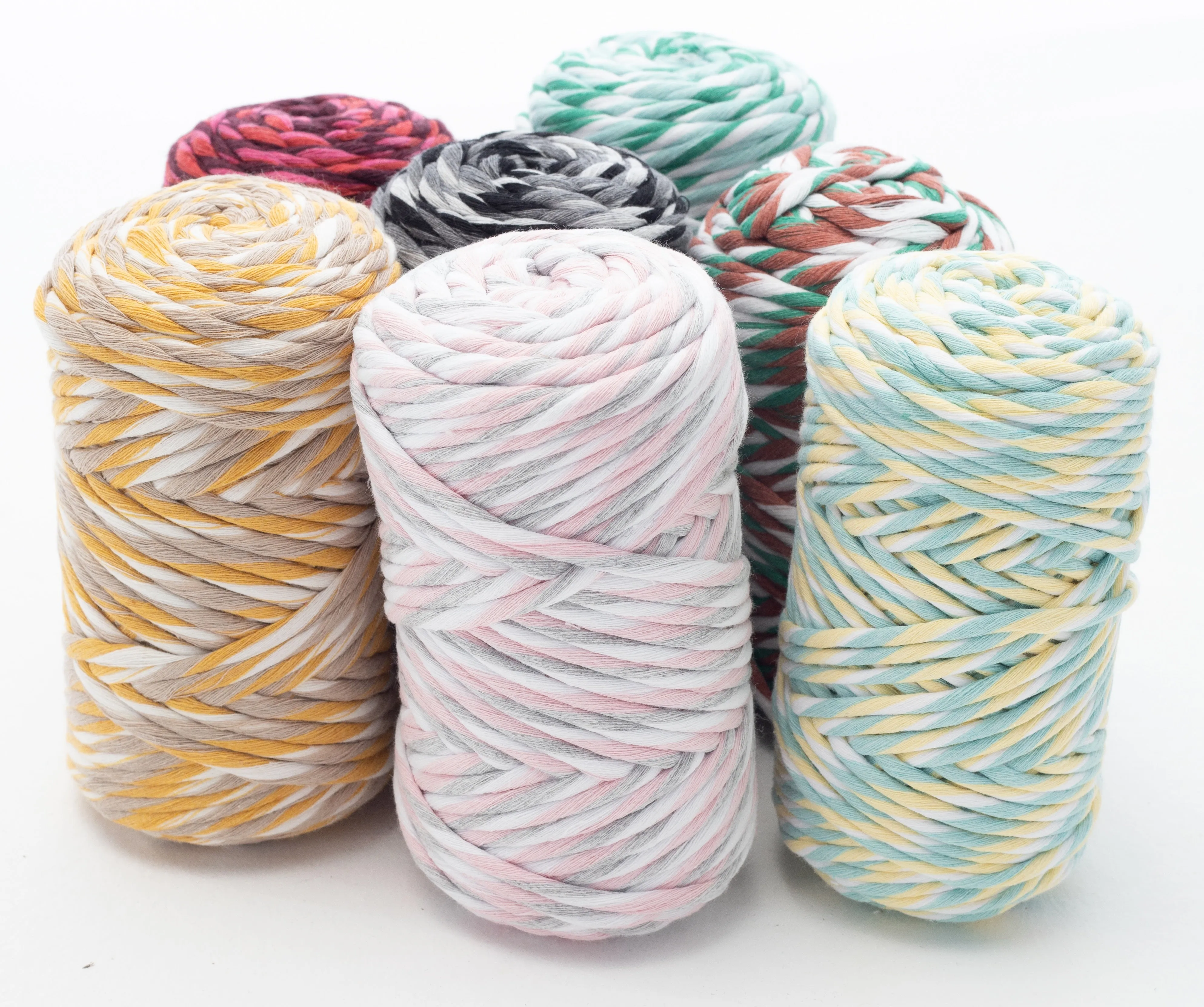 Multicolor Cotton Cord - Single Strand - 4 mm - Candy Cane ♻️