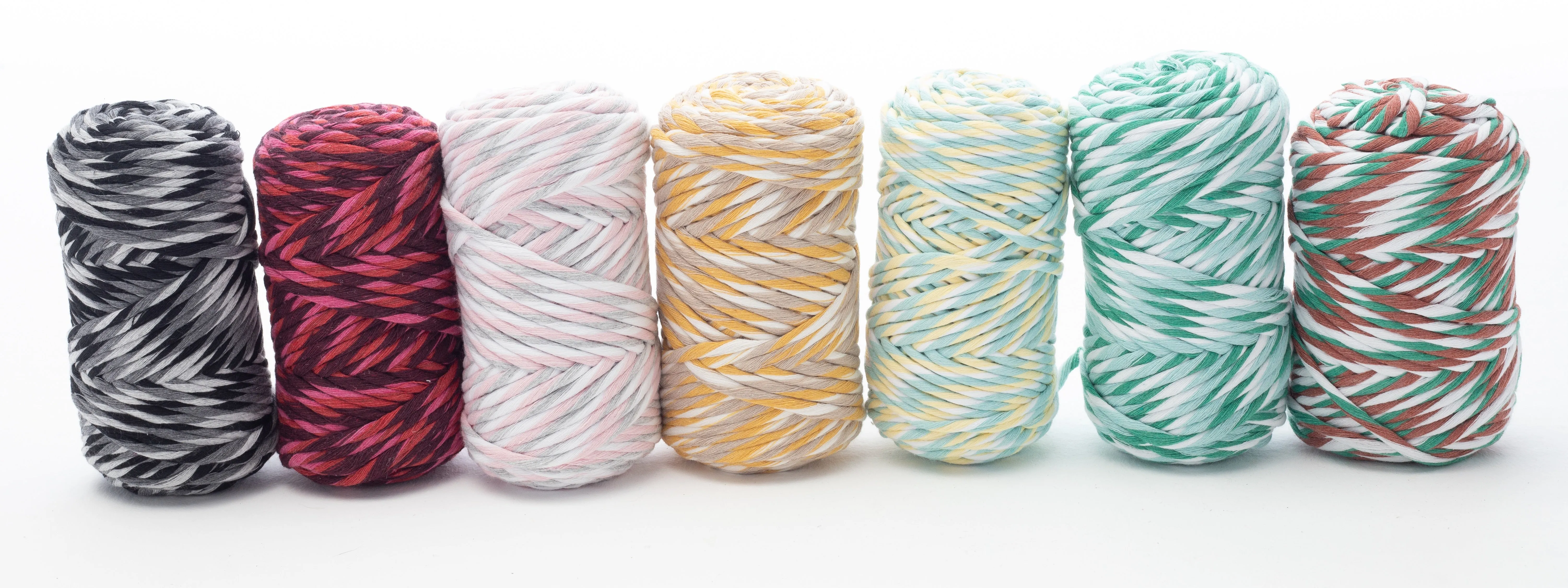 Multicolor Cotton Cord - Single Strand - 4 mm - Candy Cane ♻️