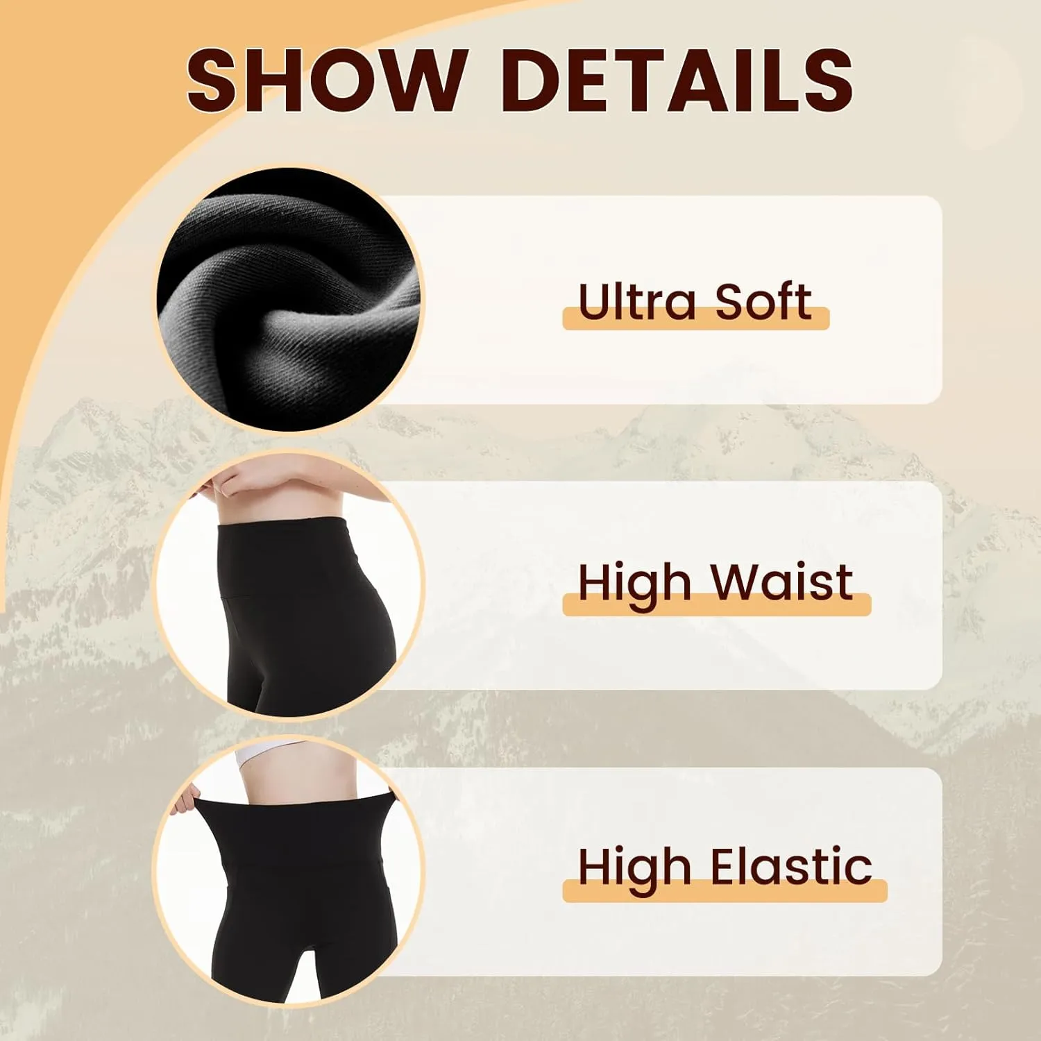 NexiEpoch Fleece Lined Leggings Women - High Waisted Winter Yoga Pants Tummy Control Soft Thermal Warm for Hiking Workout