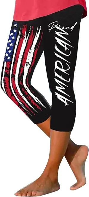 Orders Placed by me 4th of July Capri Leggings for Women Summer Plus Size High Waist Tummy Control American Flag Star Stripes Print Yoga Pants Patriotic Workout Cropped Trousers