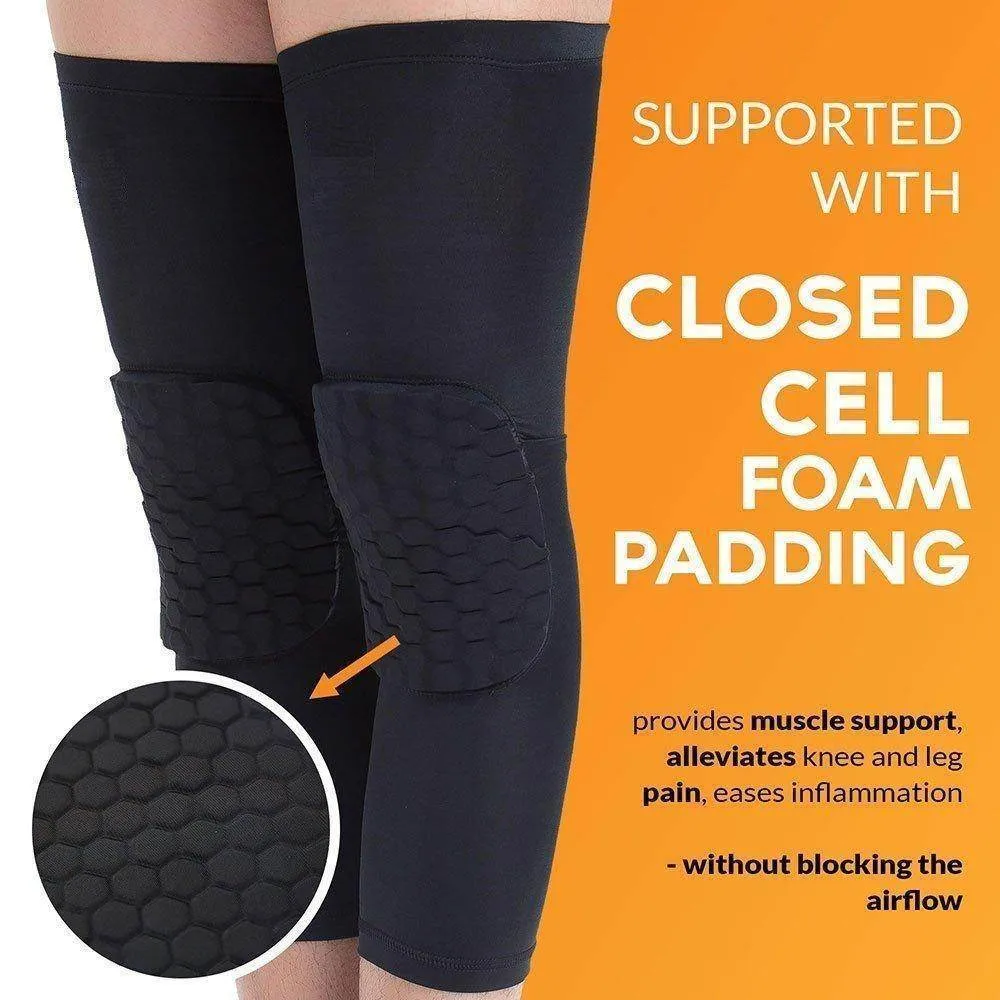 Padded Compression Knee Sleeves - Basketball & Wrestling HexPads!