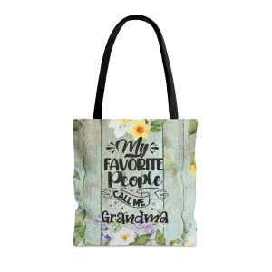 Personalised/Non-Personalised Tote Bag, Floral, My Favorite People Call me Grandma, Tote bag