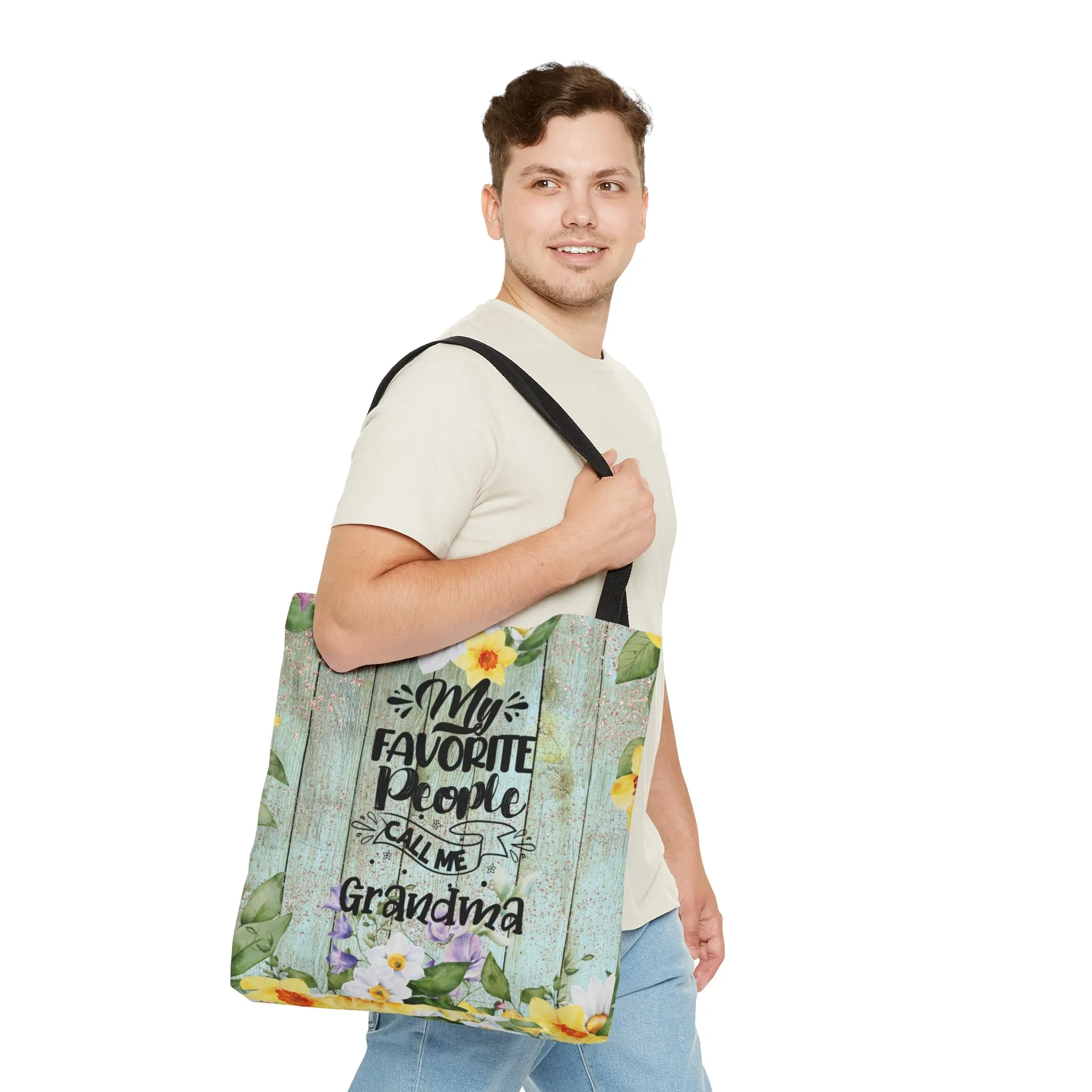 Personalised/Non-Personalised Tote Bag, Floral, My Favorite People Call me Grandma, Tote bag